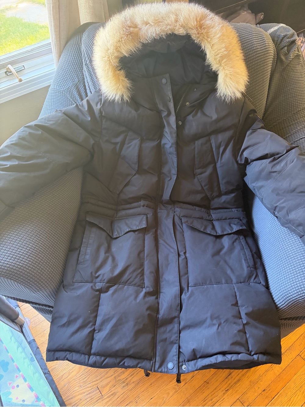 Pajar Black Down Parka with Fur-Trim Hood
